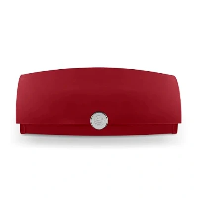 Image of Swan SWKA18529RN Townhouse Bread Bin with Ventilation, Colour Coated Iron and Roll Top Lid, 14 Litre, Red
