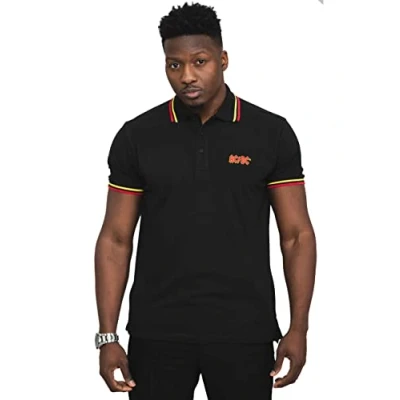 Image of AC/DC Classic Voltage Band Logo Polo Shirt L Black
