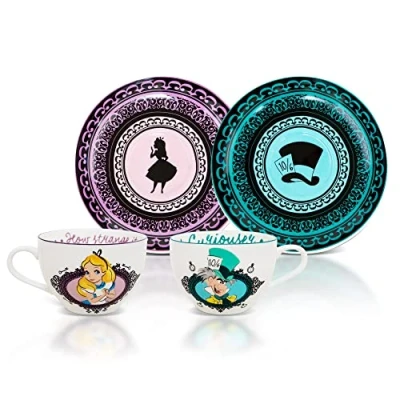 Image of Disney Alice In Wonderland Mad Hatter Bone China Teacup and Saucer Set of 2