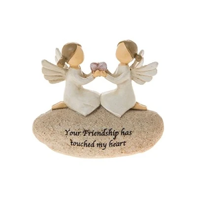 Image of Angels Your Friendship Has Touched My Heart Sentimental Pebble Gift,White