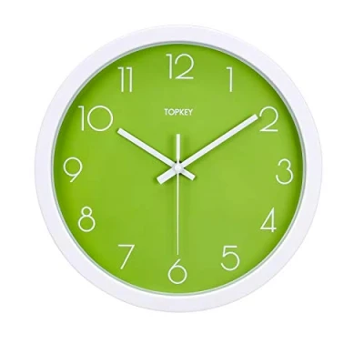 Image of Topkey Wall Clock 12&quot; Silent Non Ticking Decorative Modern for Living Room, Bedroom and Kitchen Green