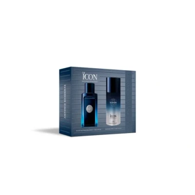 Image of Banderas Perfumes The Icon Gift Set for Men EDT 100 ml + Deodorant 150 Long Lasting Masculine, Elegant, With Personality fragrance Amber Woody Notes Ideal Special Events