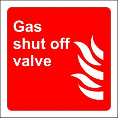 Image of Gas shut off valve fire safety sign 1.2mm Rigid plastic 200mm x
