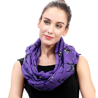 Image of Lina &amp; Lily Swallow Bird Print Lightweight Snood Scarf (Purple)