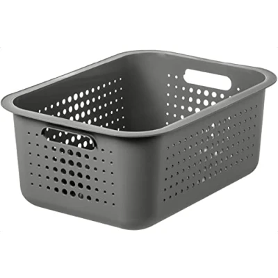 Image of SmartStore 10L Recycled Plastic Storage basket with handles Taupe Sustainable, Stackable and Nestable 10 Year Guarantee Medium L37 x W28 H15 cm