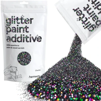 Image of Glitter Paint for Walls Black Holographic Additive Emulsion Latex Acrylic Sparkles Chunky Interior Painting 100g / 3.5oz