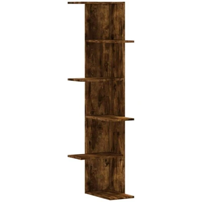 Image of vidaXL Wall Corner Shelf Floating Rack Smoked Oak Engineered Wood 36.5 x 140 cm Modern for Living Room, Bedroom