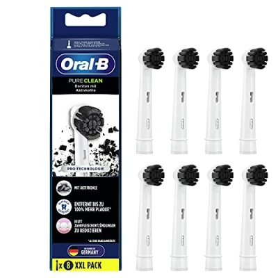 Image of Oral B Pure Clean Electric Toothbrush Heads 8 Pack with Activated Carbon Bristles Attachment for Toothbrushes