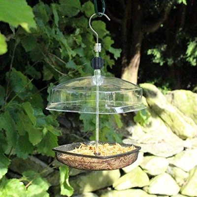 Image of Garden Mile® Bird Feed Seed Hanging Nut Seeds Feeder Suet Cake Fat Balls Outdoor Patio Perfect For Wild Birds Wildlife Food (Hanging Mealworm Canopy Feeder)