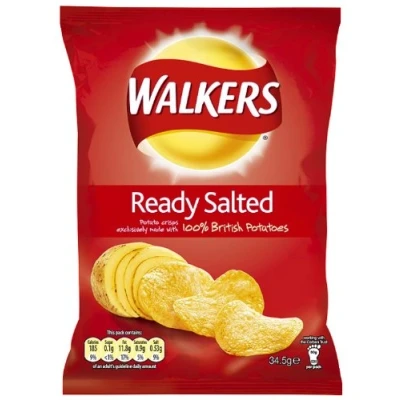 Image of Walkers Crisps Ready Salted 32.5 grams (Pack of 48)