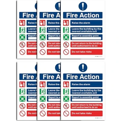 Image of Evoges Self Adhesive Vinyl Fire Action Notice Sign 150mm x 200mm (6)