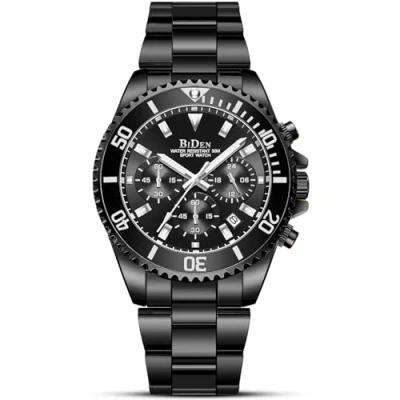 Image of Mens Watches Men Designer Chronograph Military Waterproof Analogue Quartz Watch Stainless Steel Wrist Fashion Large Date for Black
