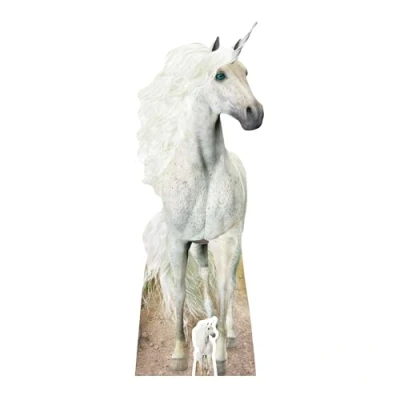 Image of STAR CUTOUTS Life Size Cut Out with Mini Version of Unicorn, Cardboard, Multi Colour, 185 x 67 cm Unicorn Gift and Party
