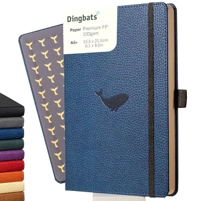 Image of Dingbats* Wildlife Lined Journal A5 Vegan Leather Hardcover, Ideal for Work, Travel Pocket, Elastic Closure, Bookmark