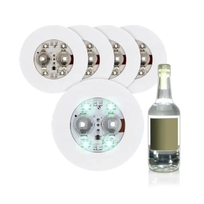 Image of Self Adhesive Bottle Lights, Set of 5, each with 4 SMD LEDs Lighting for Sticking Under the Bottles 3 Light Functions Highlight at any Party!