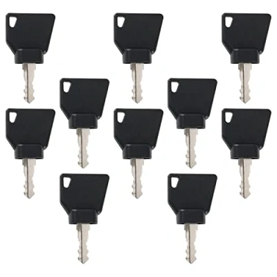 Image of eMagTech 10PCS Ignition Starter Keys 70145501 14607 Compatible with JCB 3CX Excavator Agricultural Machinery Heavy Equipment Replacement Accessories
