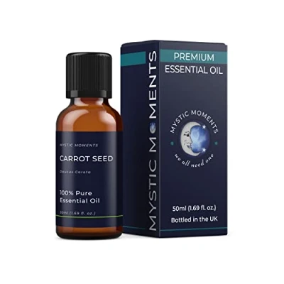 Image of Mystic Moments Carrot Seed Essential Oil 50ml Pure &amp; Natural for Diffusers, Aromatherapy Massage Blends Vegan GMO Free