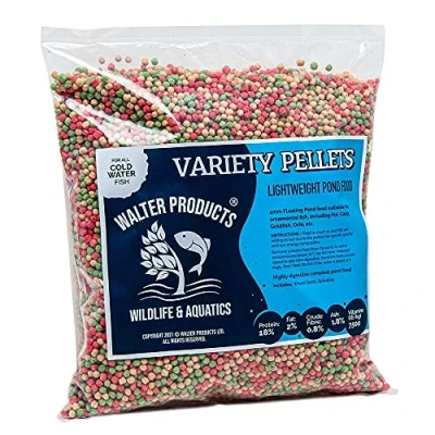 Image of Walters Variety Pellets (15L Bag) Pond Fish Food for Goldfish, Koi and all Cold Water Premium Nutrition, Floating