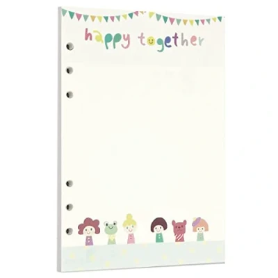 Image of Zelten 40 Sheets 80 Pages Colorful Loose Leaf Punched Paper Refills for 6 Hole Binder Personal Organizer Diary Notebook Refillable Planner (A5, Happy Blank)