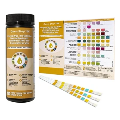Image of 12 Parameter Urine Test Strips Creatinine, Microalbuim, UTI Infection, Ketone, Blood, Glucose Testing Sticks (100 Tests 1 Tub)