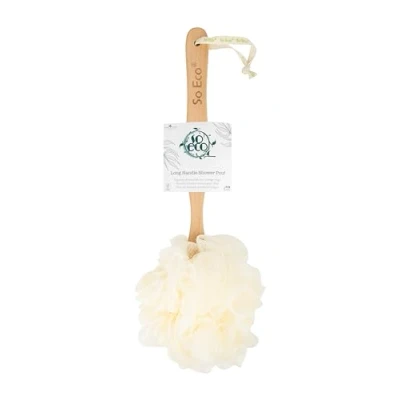 Image of So Eco Long Handle Shower Pouf, White (80 40 036)