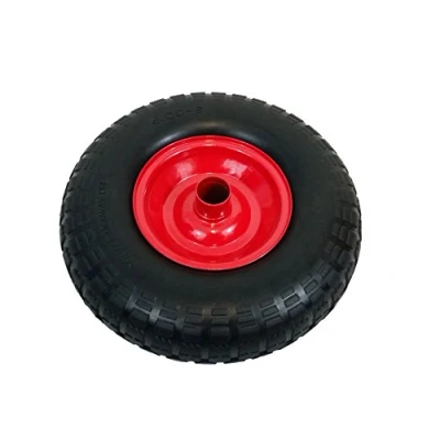 Image of 12&quot; RED METAL PU Wheelbarrow Wheel Launching Trolley 16MM BUSHES Light Foam