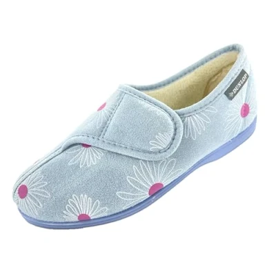 Image of DUNLOP Ladies Daisy Print Memory Foam Slippers Blueberry UK 5 (EUR 38)