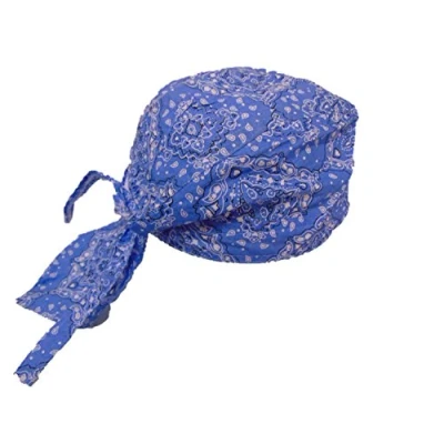 Image of EXPRESS HATS Blue Paisley Fitted Zandana, Bandana. Headscarf with Ties