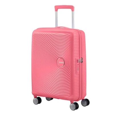 Image of American Tourister Soundbox Spinner S Expandable Carry On Luggage, 55 cm, 41 L, Pink (Sun Kissed Coral)