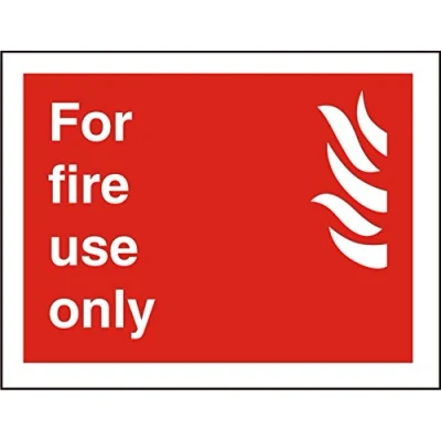 Image of Seco for Fire Use Only &amp; Sign, 300mm x 200mm Self Adhesive Vinyl