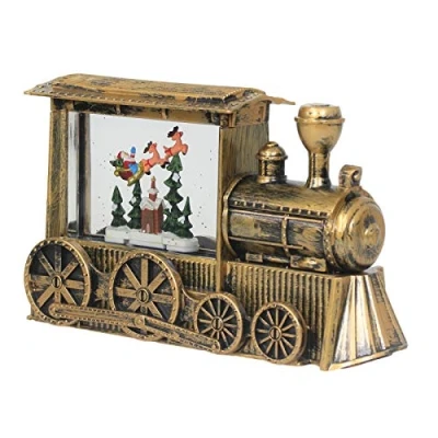 Image of Christmas Workshop LED Gold Antique Train With Santa
