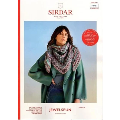 Image of Sirdar Jewelspun Chunky Knitting Pattern 10711 Ladies Shawl