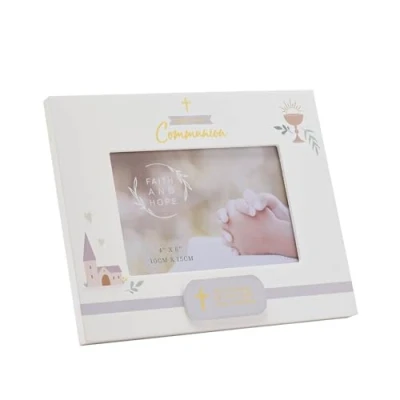 Image of Widdop Faith and Hope Plaque First Communion Photo Frame 4&quot; x 6&quot; Wooden Material Religious Commerative Gift Picture