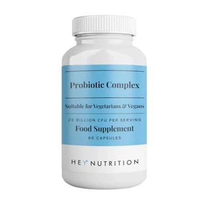 Image of Hey Nutrition Probiotic Complex Supplement 20 Billion CFU Suitable for Vegetarians &amp; Vegans Supports Gut Skin Health, Improves Immune Response UK Manufactured 60 Vegan Capsules