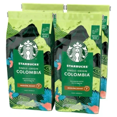 Image of STARBUCKS Single Origin Colombia, Medium Roast, Whole Bean Coffee 450g (Pack of 4)