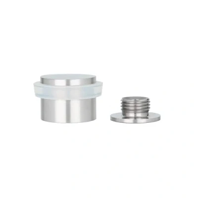 Image of EVI Herrajes Adhesive Door Stop with Screw 28 x 21 mm White Rubber Stainless Steel Includes Threaded Base + Fastening Plug Mod. I 199 BDUAL