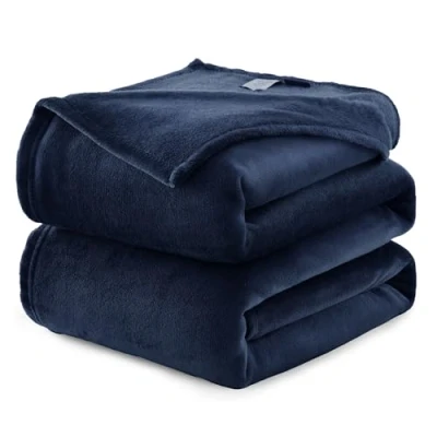 Image of WAVVE Fleece Blanket Sofa Throw Navy Blue 4ft x 5ft Fluffy Soft Warm Versatile for Sofa/Couch/Bed Throw/Single Size, 130x150 cm