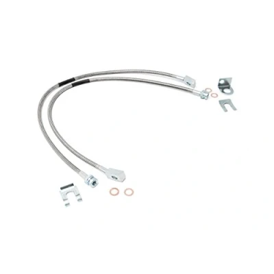 Image of Rough Country Extended Stainless Steel Front Brake Lines for 87 06 Jeep TJ/YJ/XJ 4 6&quot; 89702
