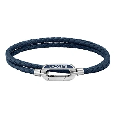 Image of Lacoste Men&#039;s STARBOARD Collection Leather Bracelet Blue 2040112