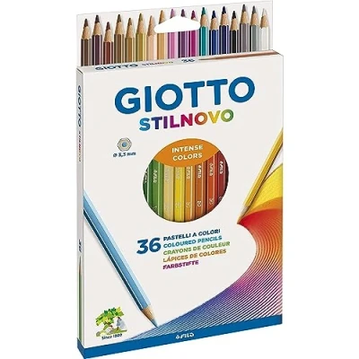 Image of GIOTTO Stilnovo Intense Colours Colouring Pencils, 36 Assorted Colours, Ideal for Children, Parties and Schools