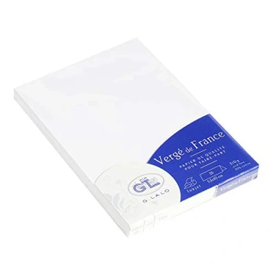 Image of Clairefontaine Ref 33850L G.Lalo Folded Place Cards (Pack of 25) 35 x 100mm in Size, 210gsm French Laid Paper, PEFC Certified Vergé De France, Extra White