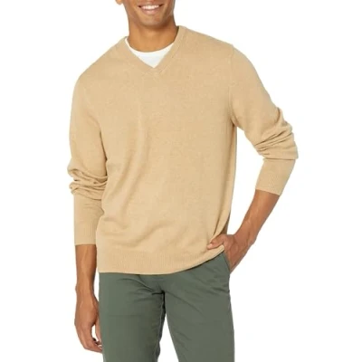 Image of Amazon Essentials Men&#039;s V Neck Sweater (Available in Big &amp; Tall), Camel Heather, XL