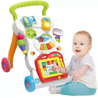 Image of Baby Walker 2 in 1 Push Along for Girls and Boys from 6 Months with Picture Board Interactive Piano Toys