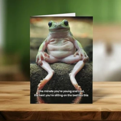 Image of Frog Sitting Funny Birthday Card for Him Great Brother, Friend, Uncle, Dad &amp; Granded, Brother in law