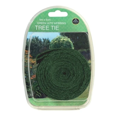 Image of Garland 5m x 5cm Green Jute Webbing Tree Tie (1)