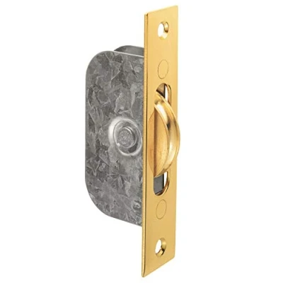 Image of SASH WINDOW AXLE PULLEY NO 3 SQUARE POLISHED BRASS FOREND WITH WHEEL