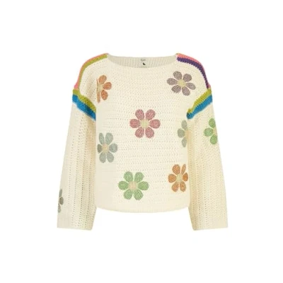Image of Yumi Cream Crochet Flower Jumper S