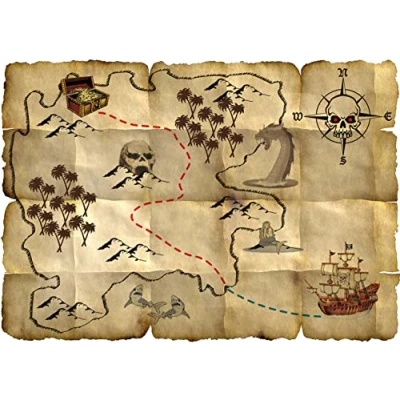 Image of Folat 07659 Red Pirate Treasure Map 4 Pieces