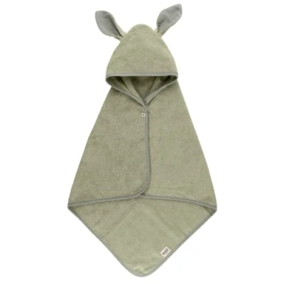 Image of Bibs Hoodie Towel, 0 2 years, soft premium 100% organic OEKO TEX® certified cotton terry, perfect after bath times with its super absorbent material, Sage