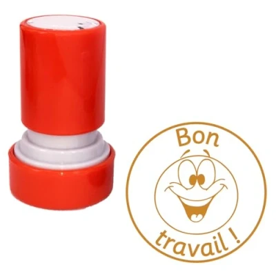 Image of Bon Travail French Teacher Self Inking Stamp Bronze Colour Ink, 22mm Reinkable^